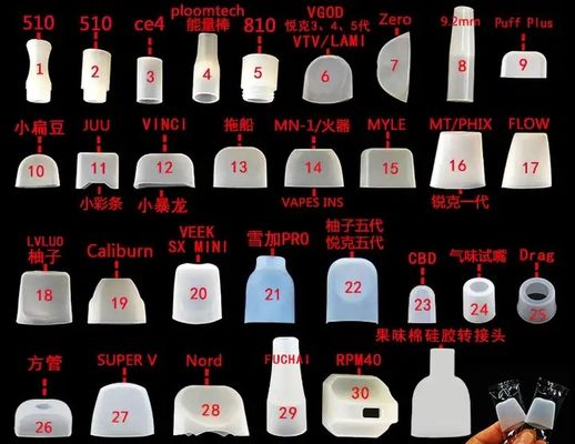버릴 수 있는 향기가 없는 실리콘 물방울 팁, 멀티신 고무 마우스피스 덮개